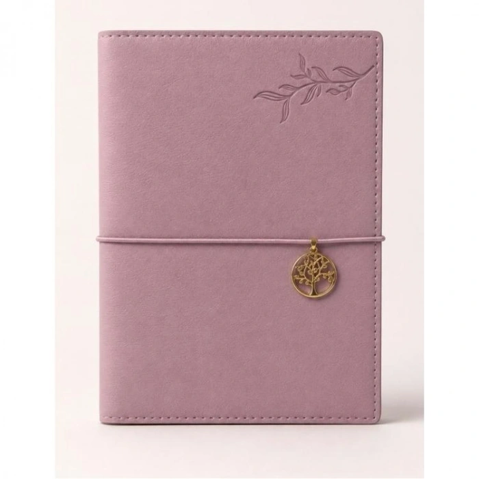 VICTORIAS JOURNALS CHARM HAYAT AĞACI 126-2747 VEGAN DERİ KAPAK 13X18 cm 100 gr. 96 YP. KREM ÇİZGİLİ DEFTER PASTEL LİLA