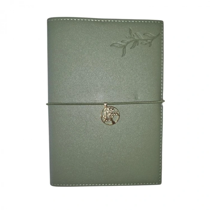VICTORIAS JOURNALS CHARM HAYAT AĞACI 126-2744 VEGAN DERİ KAPAK 13X18 cm 100 gr. 96 YP. KREM ÇİZGİLİ DEFTER HAKİ YEŞİL