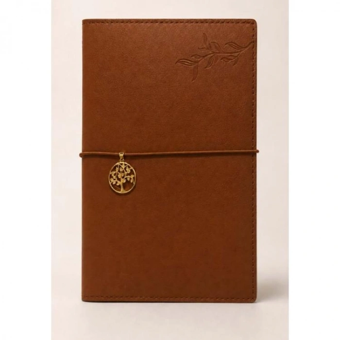VICTORIAS JOURNALS CHARM HAYAT AĞACI 126-2743 VEGAN DERİ KAPAK 13X18 cm 100 gr. 96 YP. KREM ÇİZGİLİ DEFTER KAHVERENGİ