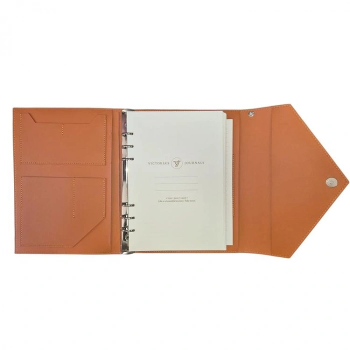 VICTORIAS JOURNALS MUSE 126-2726 KUTULU VEGAN DERİ A5 120 GR. 96 YP. DEĞİŞTİRİLEBİLEN İÇ ÇİZGİLİ ORGANİZER DEFTER TURUNCU