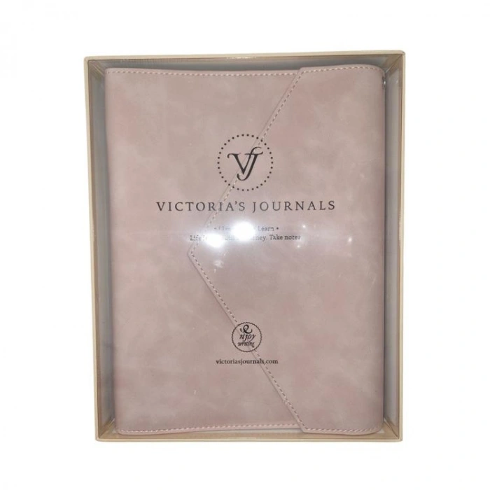 VICTORIAS JOURNALS MUSE 126-2728 KUTULU VEGAN DERİ A5 120 GR. 96 YP. DEĞİŞTİRİLEBİLEN İÇ ÇİZGİLİ ORGANİZER DEFTER PUDRA PEMBE