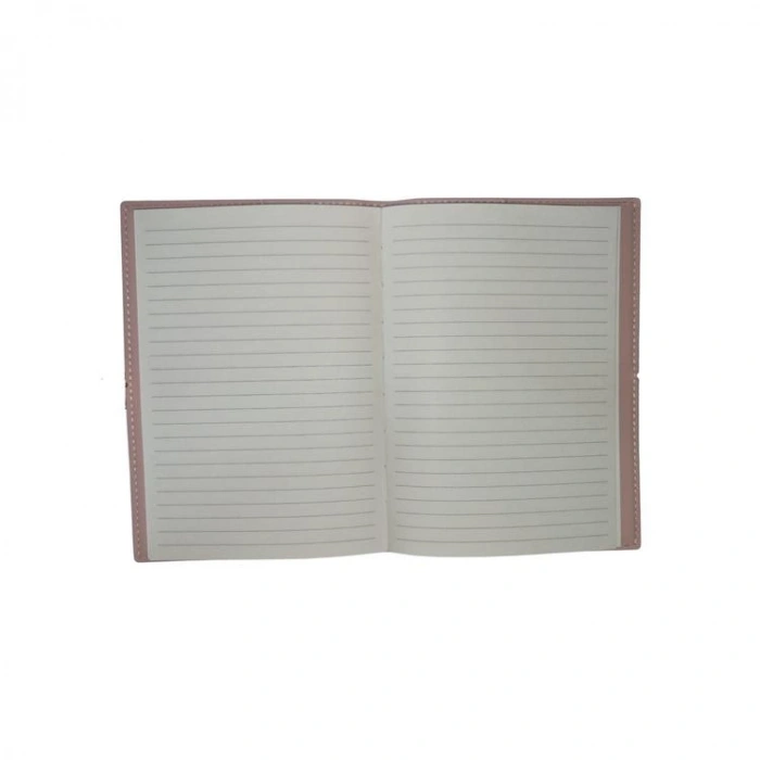 VICTORIAS JOURNALS ÇİÇEK 124-1042 VEGAN DERİ KAPAK LASTİKLİ 13X18 cm 80 gr. 96 YP. KREM ÇİZGİLİ DEFTER PASTEL PEMBE