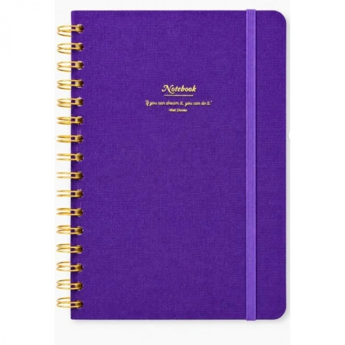VICTORIAS JOURNALS 1606 CANVAS SERT KAPAK A5  100gr.160 SYF. NOKTALI DEFTER MOR