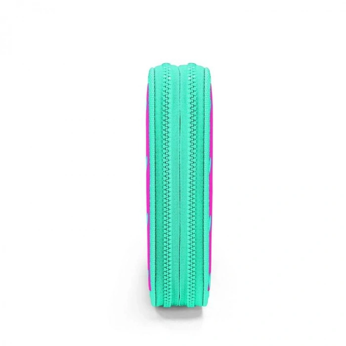 CORAL HIGH KIDS 11133 NEON PEMBE SU YEŞİLİ KALP DESENLİ ÇİFT KATLI KALEM ÇANTASI