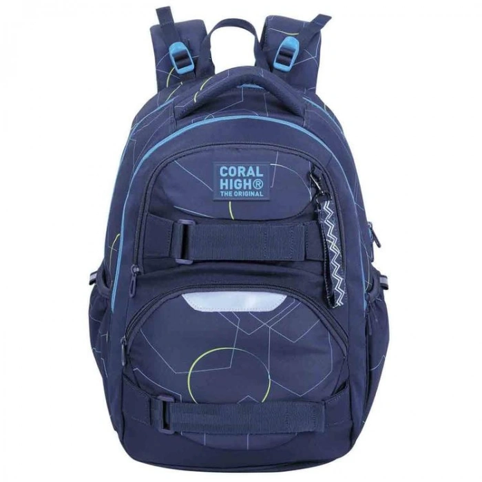 CORAL HIGH 24445 GEOMETRİK DESENLİ LACİVERT DÖRT BÖLMELİ SIRT ÇANTASI