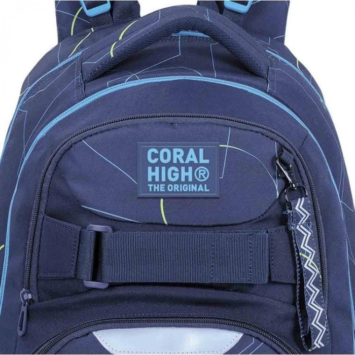 CORAL HIGH 24445 GEOMETRİK DESENLİ LACİVERT DÖRT BÖLMELİ SIRT ÇANTASI