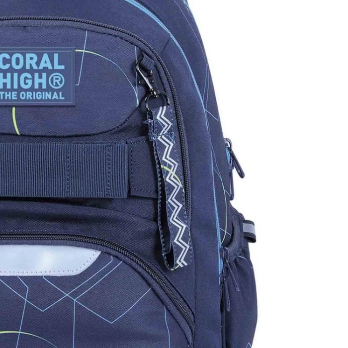 CORAL HIGH 24445 GEOMETRİK DESENLİ LACİVERT DÖRT BÖLMELİ SIRT ÇANTASI