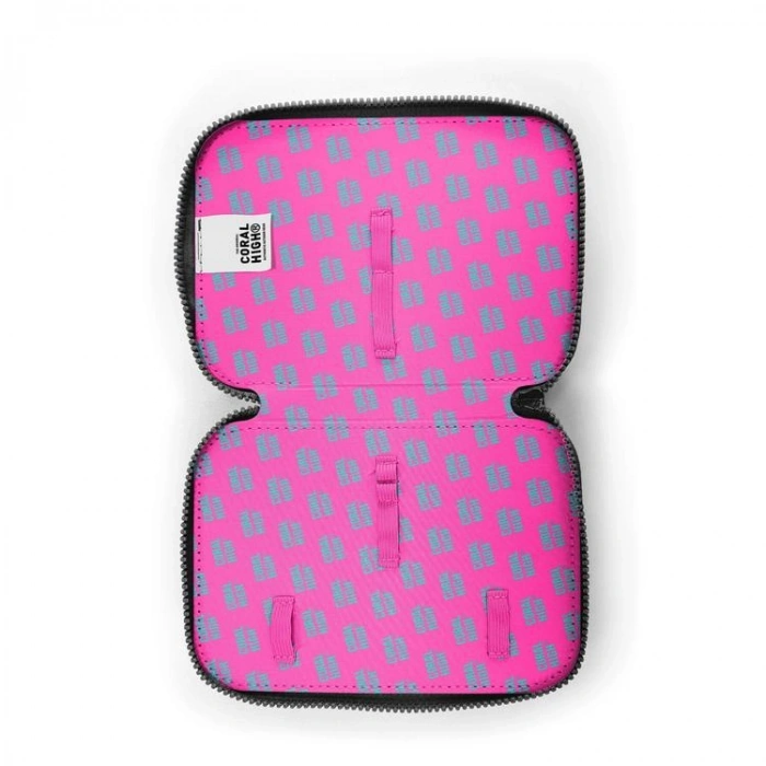 CORAL HIGH KIDS 31109 RENKLİ LOVE DESENLİ ÇİFT KATLI KALEM ÇANTASI