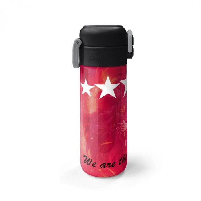 CORAL HIGH 31792 SARI KIRMIZI TARAFTAR DESENLİ PİPETLİ VE DİREKT İÇİM ÇELİK TERMOS 500ML