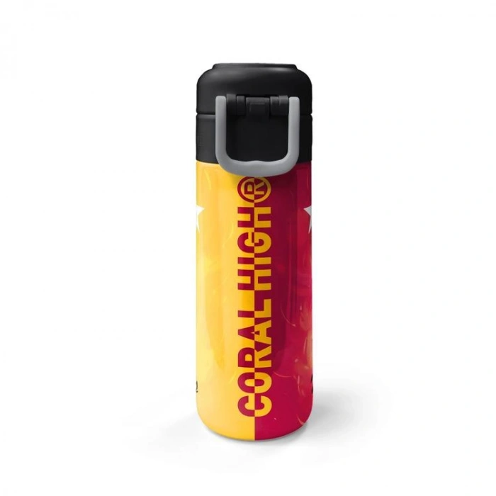 CORAL HIGH 31792 SARI KIRMIZI TARAFTAR DESENLİ PİPETLİ VE DİREKT İÇİM ÇELİK TERMOS 500ML