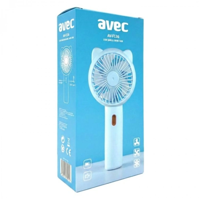 AVEC AV-F136 USB ŞARJLI 15 cm MİNİ FAN - TEKLİ