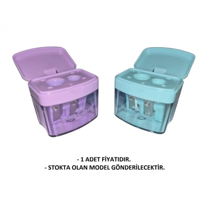 FABER CASTEL MİNİBOX ÇİFT GÖZLÜ HAZNELİ KALEMTRAŞ PASTEL RENKLER 382902 - TEKLİ