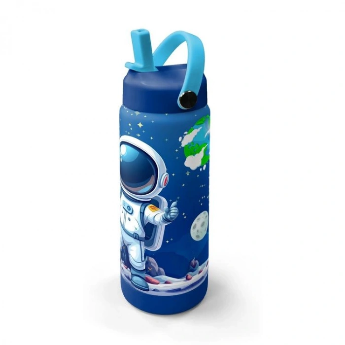 CORAL HIGH 38334 LACİVERT ASTRONOT DESENLİ KATLANIR AĞIZLI PİPETLİ ÇELİK TERMOS 650ML