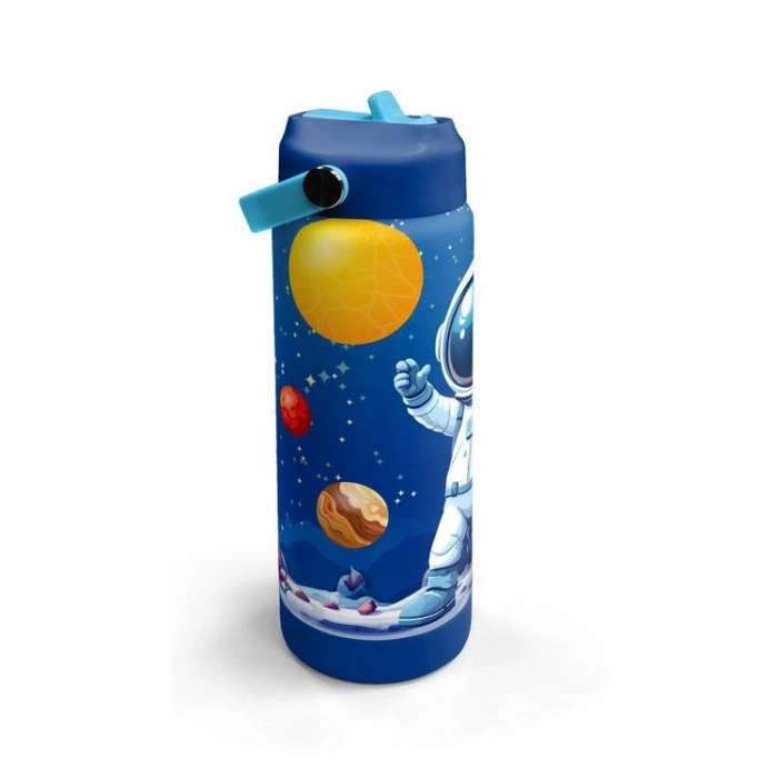 CORAL HIGH 38334 LACİVERT ASTRONOT DESENLİ KATLANIR AĞIZLI PİPETLİ ÇELİK TERMOS 650ML