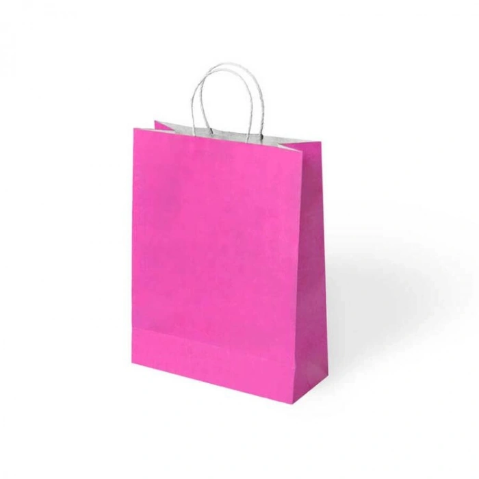 KİKA 1000478 BÜKÜM SAPLI 25x12x31cm HEDİYELİK KAĞIT ÇANTA FUŞYA  - TEKLİ