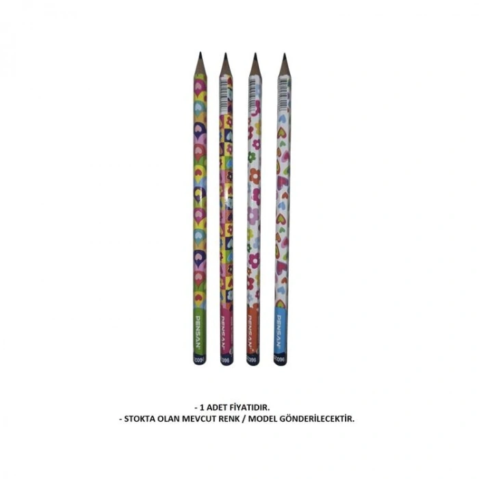PENSAN 96020 FUN PENCILS KALPLER ÇİÇEKLER DESENLİ DESENLİ KURŞUN KALEM HB- TEKLİ