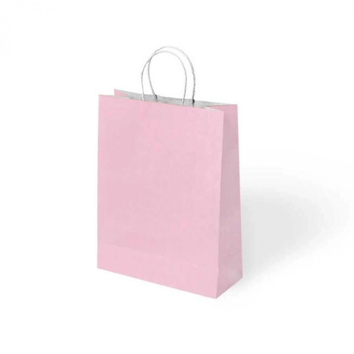 KİKA 1000484 BÜKÜM SAPLI 25x12x31cm HEDİYELİK KAĞIT ÇANTA PEMBE  - TEKLİ