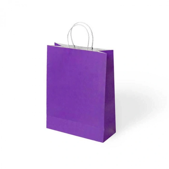 KİKA 1000493 BÜKÜM SAPLI 25x12x31cm HEDİYELİK KAĞIT ÇANTA MOR  - TEKLİ