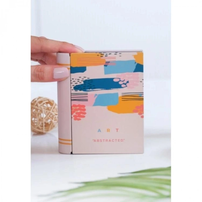 DAKS 2003 HEDİYELİK TENEKE KUTU KİTAP ŞEKİLLİ - BOOK TIN ART ABSTRACTED 9.5x11x3cm