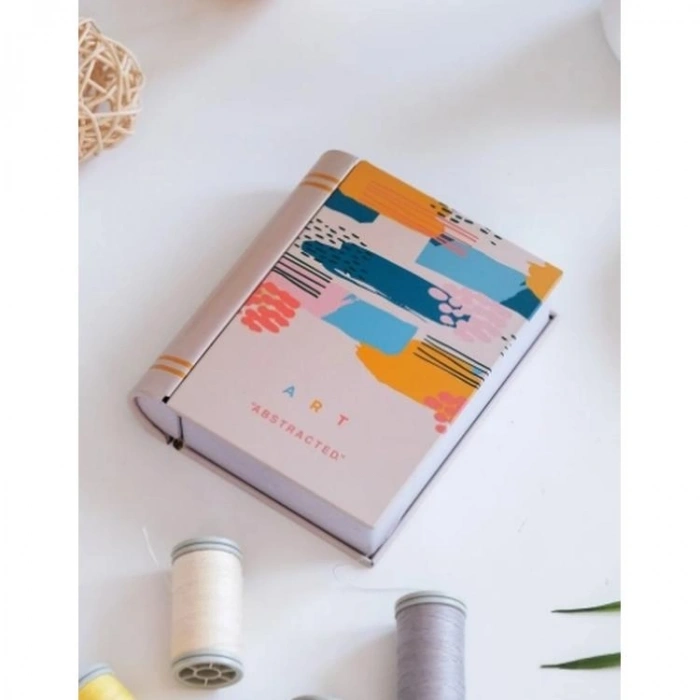 DAKS 2003 HEDİYELİK TENEKE KUTU KİTAP ŞEKİLLİ - BOOK TIN ART ABSTRACTED 9.5x11x3cm