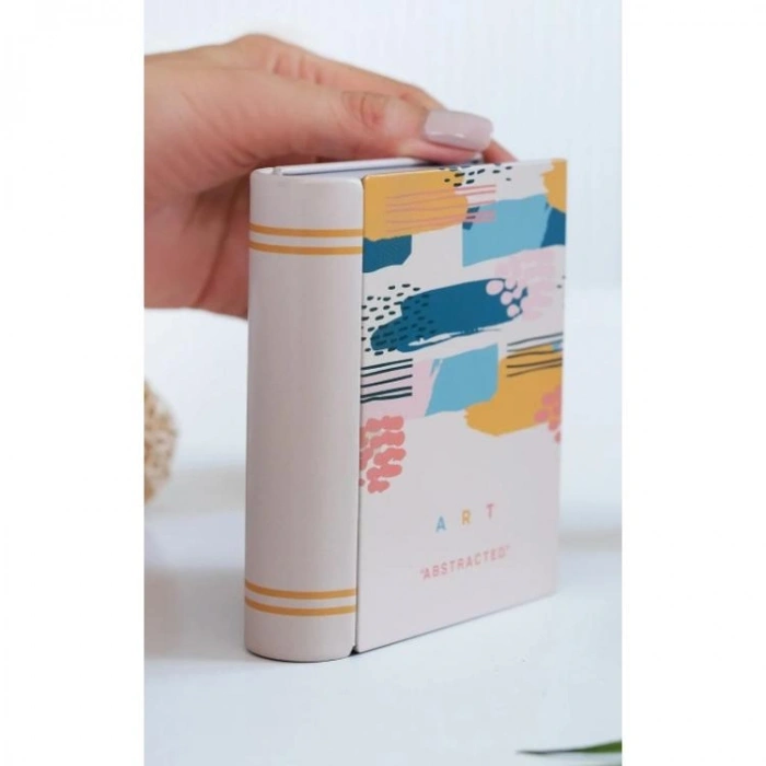DAKS 2003 HEDİYELİK TENEKE KUTU KİTAP ŞEKİLLİ - BOOK TIN ART ABSTRACTED 9.5x11x3cm