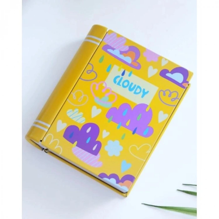 DAKS 2003 HEDİYELİK TENEKE KUTU KİTAP ŞEKİLLİ - BOOK TIN ART CLOUDY 9.5x11x3cm
