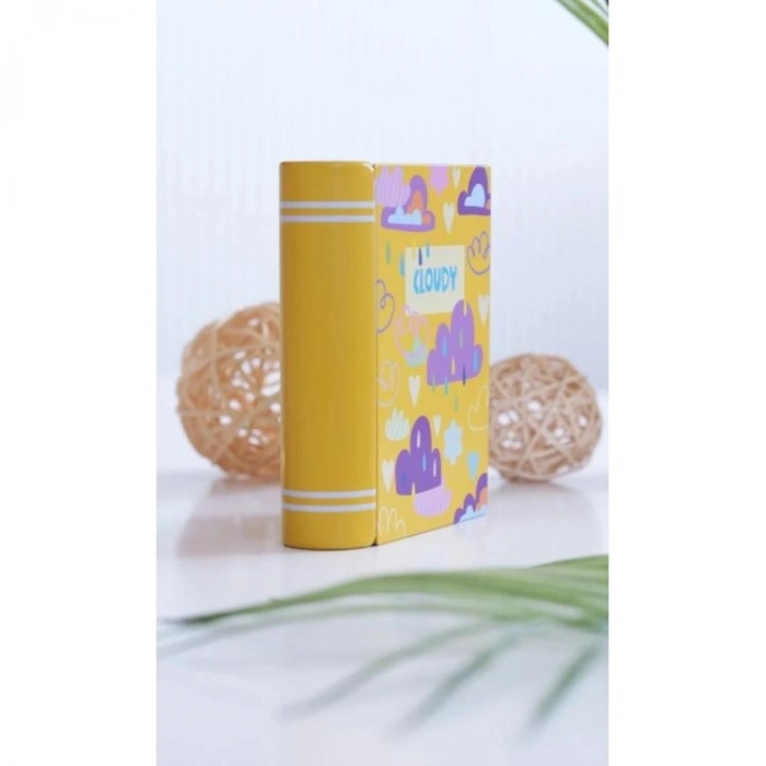 DAKS 2003 HEDİYELİK TENEKE KUTU KİTAP ŞEKİLLİ - BOOK TIN ART CLOUDY 9.5x11x3cm