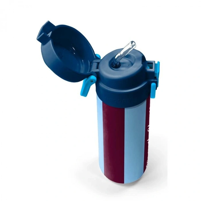 CORAL HIGH 31788 BORDO MAVİ TARAFTAR DESENLİ PİPETLİ VE DİREKT İÇİM ÇELİK TERMOS 500ML