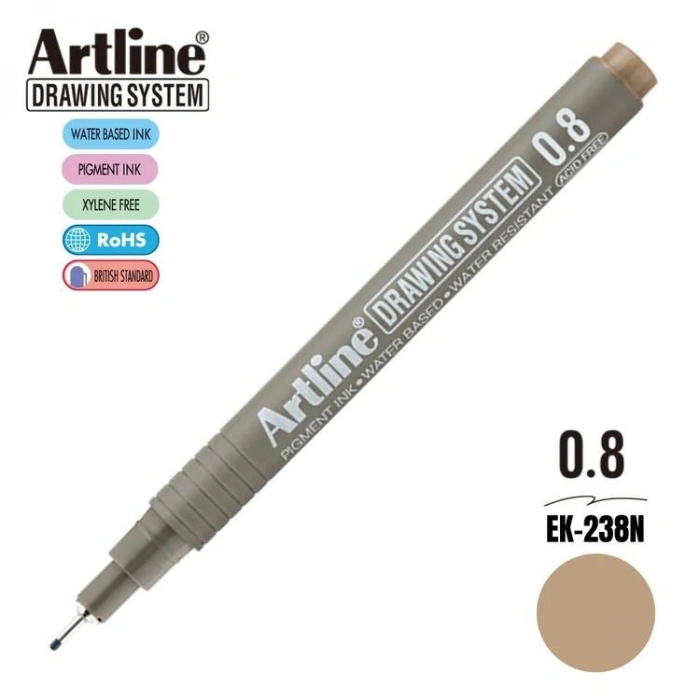 ARTLINE 238N DRAWİNG SYSTEM ÇİZİM KALEMİ 0.8 mm PALE GREY