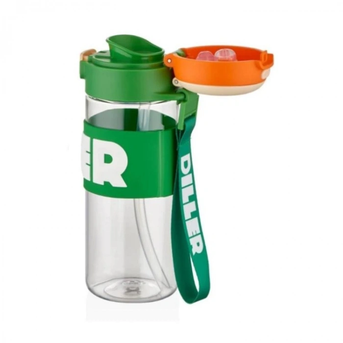 VAGONLİFE DILLER EL TUTMA ASKILI PİPETLİ MATARA D2417 600ML YEŞİL