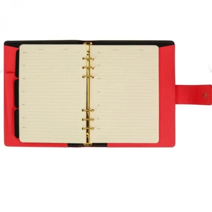 VICTORIAS JOURNALS 124-1130 14.8x21cm SMYTH ORGANISER HAFTALIK TARİHSİZ AJANDA - KIRMIZI