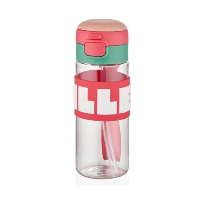VAGONLİFE DILLER EL TUTMA ASKILI PİPETLİ MATARA D2417 600ML PEMBE