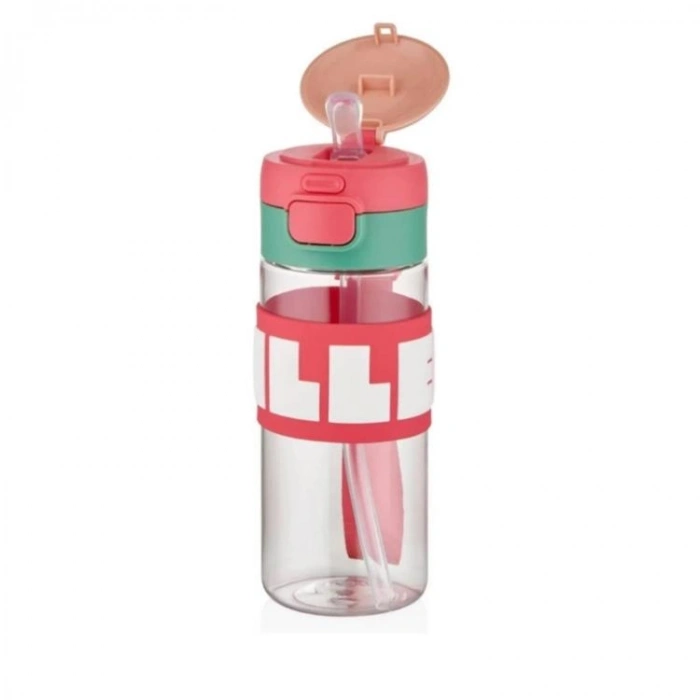 VAGONLİFE DILLER EL TUTMA ASKILI PİPETLİ MATARA D2417 600ML PEMBE