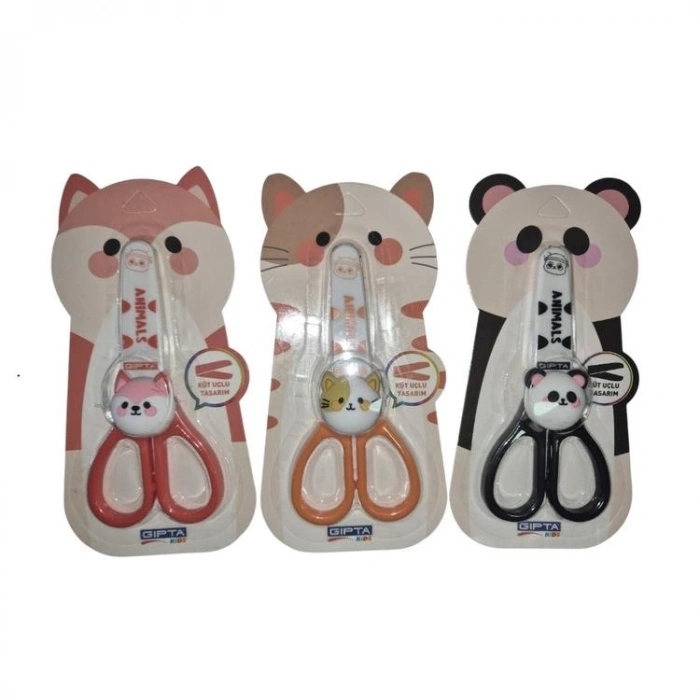GIPTA K7241 ANIMALS KORUMALI BLISTERLİ KÜT UÇLU ÇOCUK MAKASI - TEKLİ