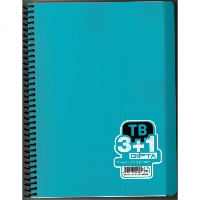 GIPTA DEFTER TB A4 SPİRALLİ PP KAPAK 150 YP. 3+1 AYRAÇLI DEFTER 2200 - TEKLİ