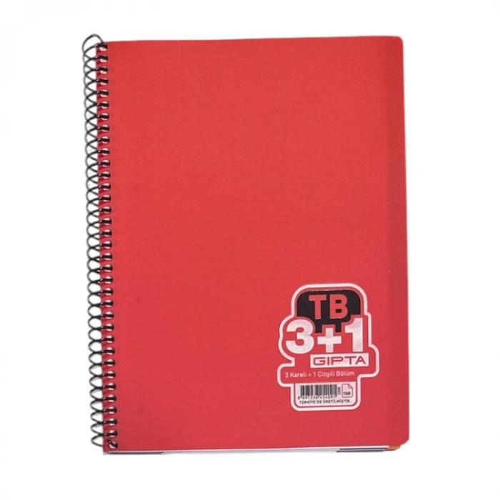 GIPTA DEFTER TB A4 SPİRALLİ PP KAPAK 150 YP. 3+1 AYRAÇLI DEFTER 2200 - TEKLİ