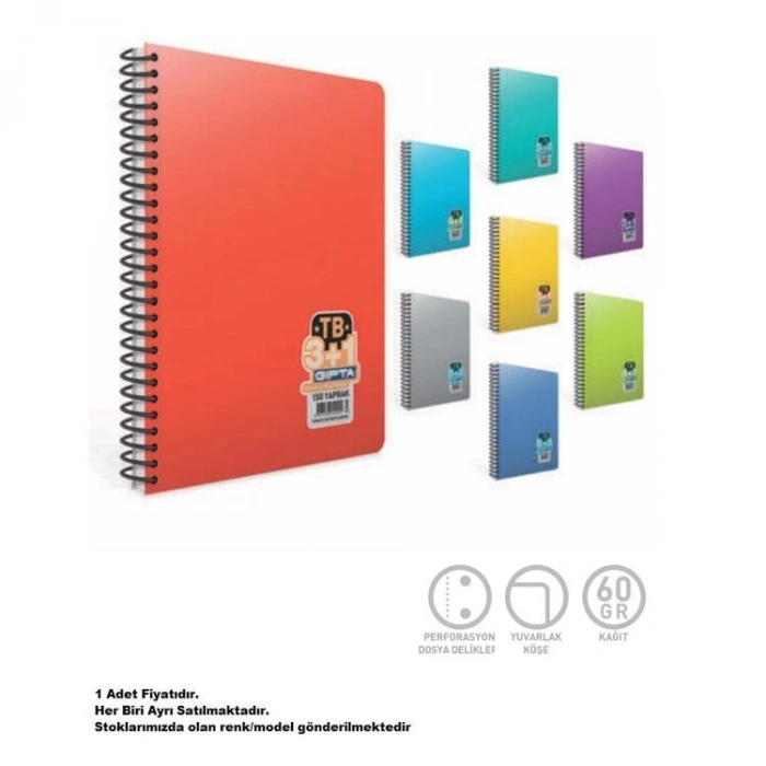 GIPTA DEFTER TB A4 SPİRALLİ PP KAPAK 150 YP. 3+1 AYRAÇLI DEFTER 2200 - TEKLİ