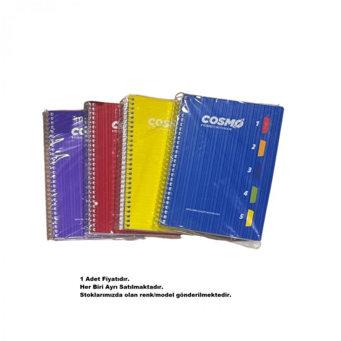 GIPTA COSMO 17x24 SPİRALLİ 5 SEPERATÖRLÜ 150 YP. PP KAPAK KARELİ DEFTER 3989 - TEKLİ