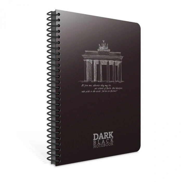 GIPTA DARK PLASTİK SPİRALLİ PP KAPAK DEFTER 12X17 50YP. SİYAH ÇİZGİSİZ DEFTER - 2674