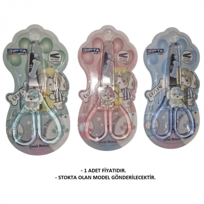 GIPTA K7244 CRYSTAL KORUMALI BLISTERLİ KÜT UÇLU ÇOCUK MAKASI - TEKLİ