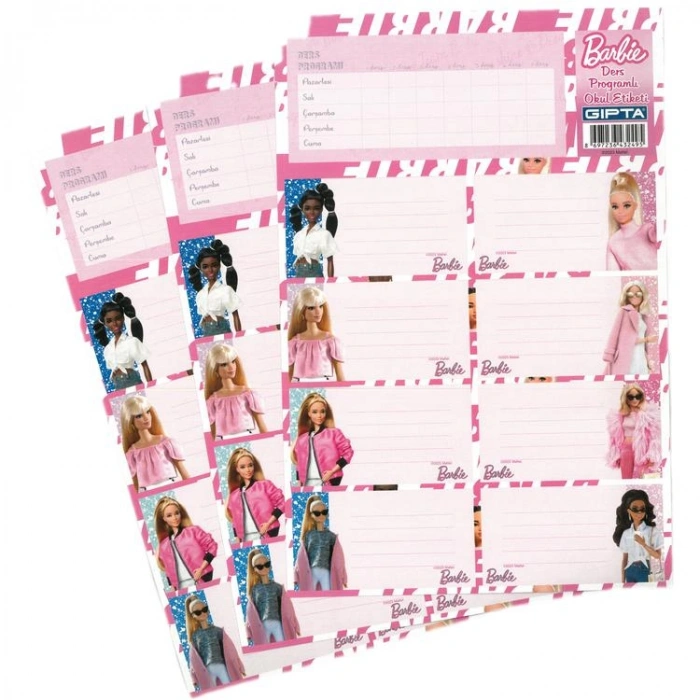 GIPTA BARBIE DERS PROGRAMLI OKUL ETİKETİ 3 YP. 5460