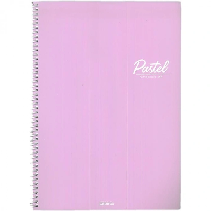 PAPİRÜS PASTEL PP. KAPAK SPİRALLİ A4 72 YP. ÇİZGİLİ DEFTER - TEKLİ