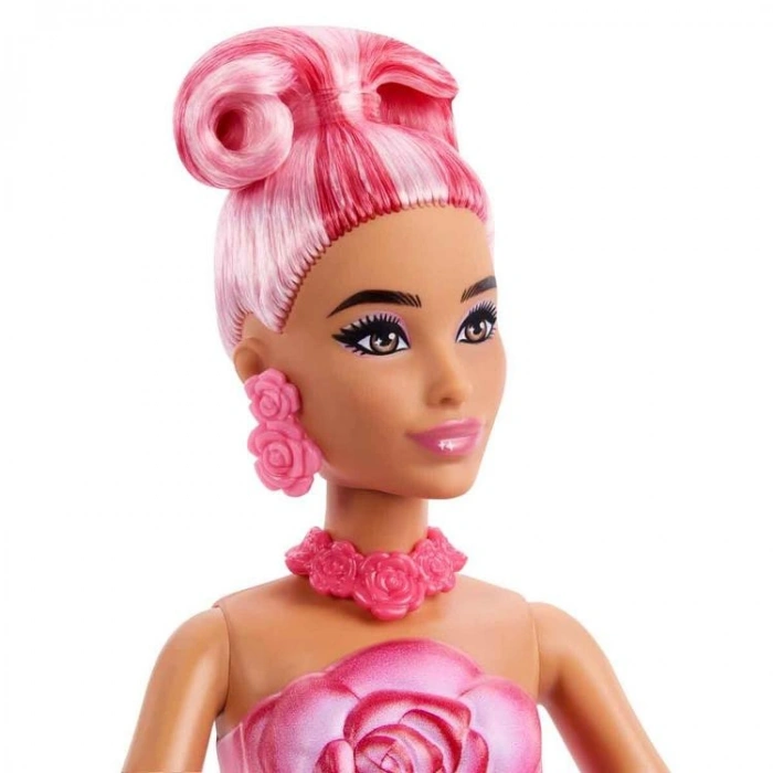 MATTEL JMF56/JMF59 BARBIE PETAL POP SÜRPRİZ ÇİÇEK SERİSİ KIRMIZI GÜL ELBİSELİ BEBEK 14 CM 3+