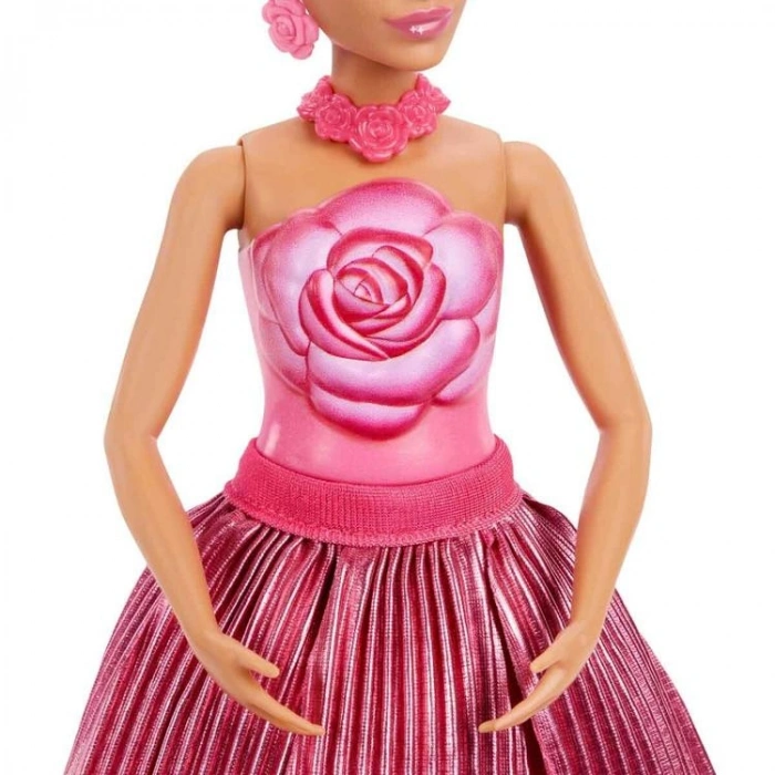 MATTEL JMF56/JMF59 BARBIE PETAL POP SÜRPRİZ ÇİÇEK SERİSİ KIRMIZI GÜL ELBİSELİ BEBEK 14 CM 3+