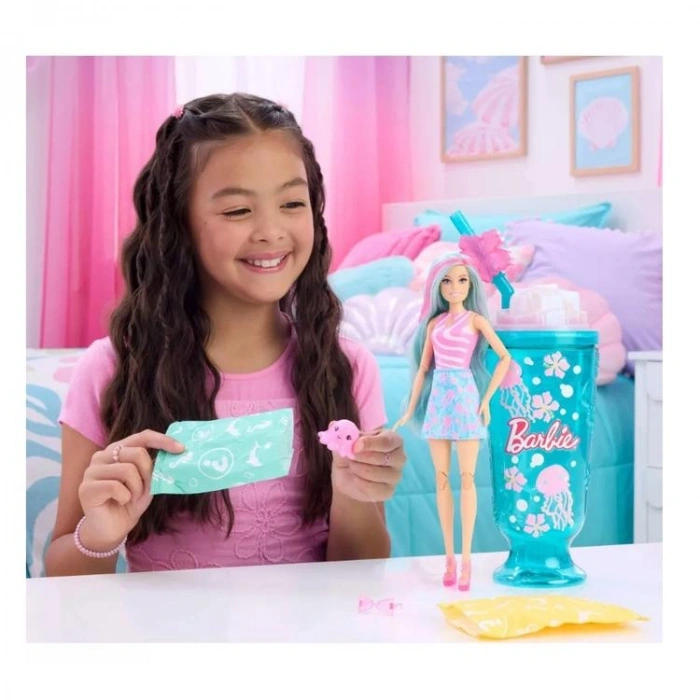 MATTEL JFY00/JKF62 BARBIE POP REVEAL DENİZ ESİNTİLİ YEŞİL BARDAK İÇECEK DENİZANASI TEMALI SÜRPRİZ SERİ 3+