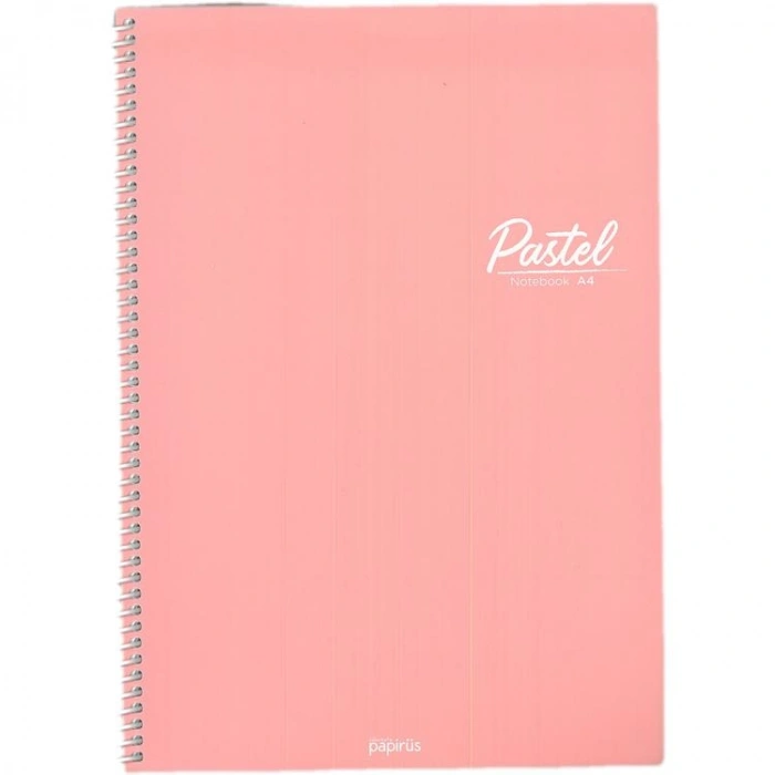 PAPİRÜS PASTEL PP. KAPAK SPİRALLİ A4 72YP. KARELİ DEFTER - TEKLİ