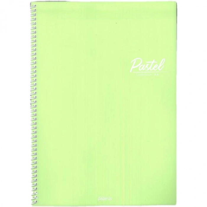 PAPİRÜS PASTEL PP. KAPAK SPİRALLİ A4 72YP. KARELİ DEFTER - TEKLİ