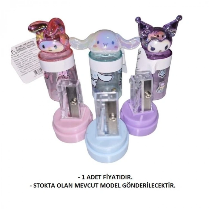 TMN 712721 KUROMİ&MY MELODY&CINNAMOROLL 3D FİGÜRLÜ YUVARLAK TÜP TEK GÖZLÜ KALEMTRAŞ - (TEKLİ)