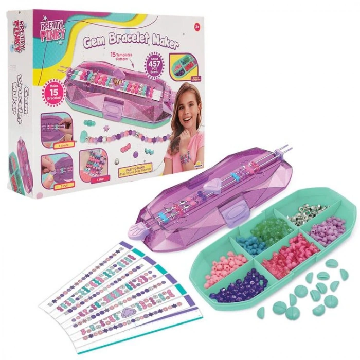 SUNMAN MBK-389 PRETTY PINKY GEM BRACELET MAKER- RENKLİ MÜCEVHER BİLEKLİK YAPIM SETİ  3+
