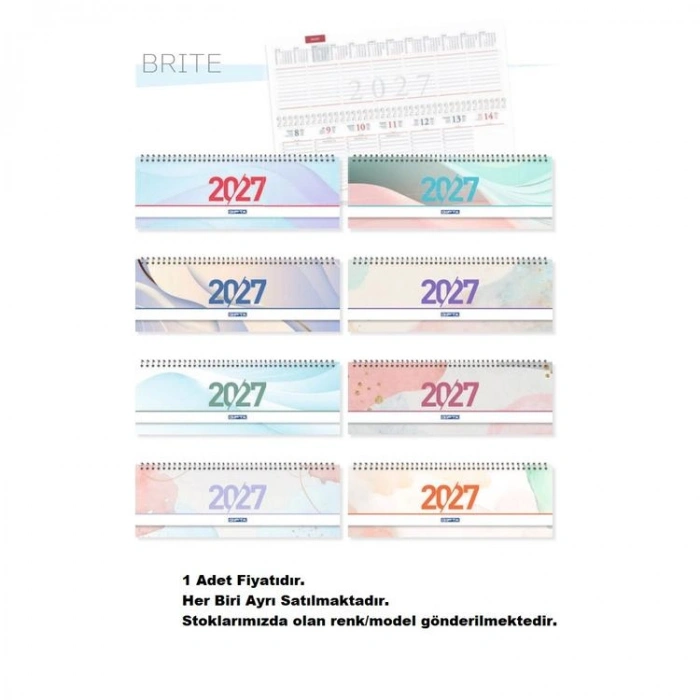 GIPTA 504-BTK BRITE 12x33 SPİRALLİ HAFTALIK MASA TAKVİMİ